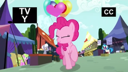 Size: 636x358 | Tagged: safe, screencap, daisy, dj pon-3, flower wishes, pinkie pie, vinyl scratch, earth pony, pony, unicorn, inspiration manifestation, balloon