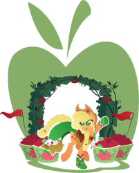 Size: 4080x5076 | Tagged: safe, artist:rariedash, applejack, earth pony, pony, absurd resolution, apple, clothes, cowboy hat, cutie mark, dress, female, gala dress, hat, hooves, lineless, mare, open mouth, saddle, simple background, solo, tack, transparent background