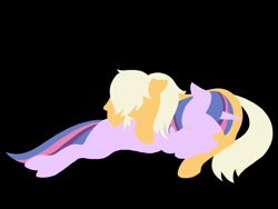 Size: 800x600 | Tagged: safe, artist:riot-ex-machina, applejack, twilight sparkle, earth pony, pony, fanfic art, minimalist, shipping, simple background, sleeping, twijack