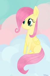 Size: 729x1096 | Tagged: safe, artist:yukino, fluttershy, pegasus, pony, female, mare, pink mane, solo, yellow coat