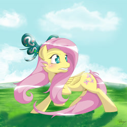 Size: 3333x3333 | Tagged: safe, artist:unnop64, fluttershy, pegasus, pony, female, mare, pink mane, solo, yellow coat