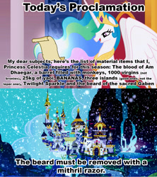 Size: 1021x1149 | Tagged: safe, princess celestia, alicorn, pony, celestia's proclamation, christmas, exploitable meme, meme