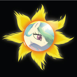 Size: 1000x1000 | Tagged: safe, artist:fox-moonglow, princess celestia, alicorn, pony, catasterism, fire, solo, sun