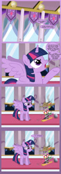 Size: 1050x3000 | Tagged: safe, artist:edowaado, derpibooru import, spike, twilight sparkle, twilight sparkle (alicorn), alicorn, dragon, pony, ball and chain, clothes, comic, female, mare, noodle incident, prison outfit, prison stripes, spikeabuse, vector