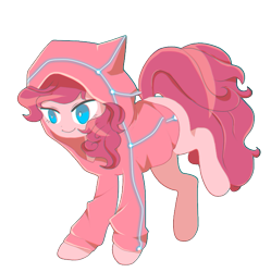 Size: 659x662 | Tagged: safe, artist:cosmichat, pinkie pie, earth pony, pony, clothes, hoodie, simple background, solo, transparent background