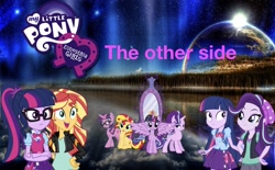 Size: 2048x1271 | Tagged: safe, artist:php77, editor:php77, sci-twi, starlight glimmer, sunset shimmer, twilight sparkle, twilight sparkle (alicorn), alicorn, better together, equestria girls, spring breakdown, equestria girls logo, geode of empathy, geode of telekinesis, unicorn sci-twi