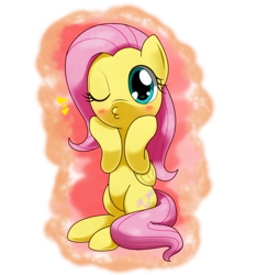 Size: 1200x1280 | Tagged: safe, artist:hoyeechun, fluttershy, pegasus, pony, duckface, solo, wink