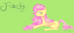 Size: 1024x466 | Tagged: safe, artist:awesomestrider, fluttershy, pegasus, pony, female, mare, pink mane, solo, yellow coat