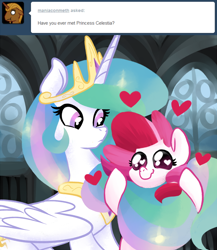 Size: 700x808 | Tagged: safe, artist:peachiekeenie, plumsweet, princess celestia, alicorn, pony, ask, ask plumsweet, heart, tumblr