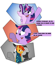 Size: 826x967 | Tagged: safe, artist:sneshneeorfa, starlight glimmer, sunburst, twilight sparkle, pony, unicorn, comic, simple background, transparent background