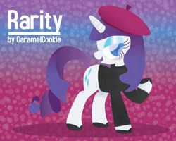 Size: 750x600 | Tagged: safe, artist:caramelcookie, rarity, pony, unicorn, beatnik rarity, beret, clothes, hat, solo