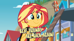 Size: 1278x720 | Tagged: safe, screencap, sunset shimmer, better together, equestria girls, forgotten friendship, belly button, clothes, cute, shimmerbetes, smiling, summer sunset, swimsuit, tube top