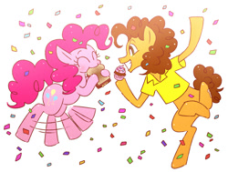 Size: 818x617 | Tagged: safe, artist:nmnkgskds, cheese sandwich, pinkie pie, earth pony, pony, cheesepie, cupcake, female, male, pixiv, shipping, straight