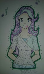 Size: 768x1280 | Tagged: safe, artist:periwinkle, starlight glimmer, human, humanized, light skin, solo, tongue out, traditional art