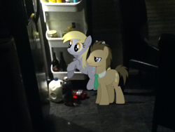 Size: 960x720 | Tagged: safe, artist:dreamland200, derpy hooves, doctor whooves, pegasus, pony, bottle, chair, female, food, ginger ale, glass, i emptied your fridge, irl, jug, mare, milk, photo, ponies in real life, powerade, refrigerator, vector