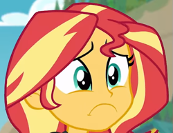 Size: 557x430 | Tagged: safe, edit, edited screencap, screencap, sunset shimmer, better together, equestria girls, forgotten friendship, cute, frown, inverted mouth, shimmerbetes, summer sunset