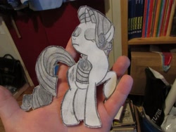 Size: 4000x3000 | Tagged: safe, artist:ocredan, rarity, pony, unicorn, monochrome, papercraft, photo, solo