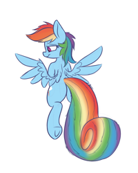 Size: 1600x2000 | Tagged: safe, artist:heir-of-rick, derpibooru import, rainbow dash, pegasus, pony, alternate tailstyle, female, mare, plot, simple background, solo, squirrel tail, white background