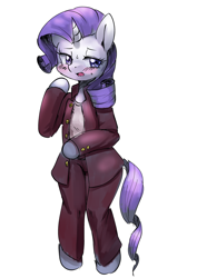 Size: 1024x1448 | Tagged: safe, artist:yajima, rarity, pony, unicorn, bipedal, clothes, female, horn, mare, solo