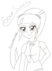 Size: 1562x2145 | Tagged: safe, artist:projectangel101, sour sweet, equestria girls, monochrome, sketch, solo