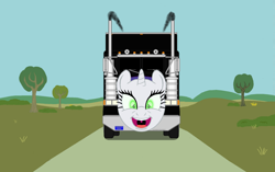 Size: 2300x1447 | Tagged: safe, artist:lonewolf3878, rarity, pony, unicorn, inspiration manifestation, inspirarity, maximum overdrive (movie), possessed, stephen king, truck, wat