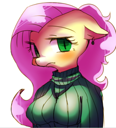 Size: 698x765 | Tagged: safe, artist:misocha, fluttershy, anthro, clothes, pixiv, solo, sweater, sweatershy