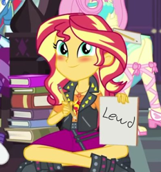 Size: 400x430 | Tagged: safe, edit, edited screencap, screencap, sunset shimmer, better together, equestria girls, the finals countdown, blushing, book, lewd, paper, pencil