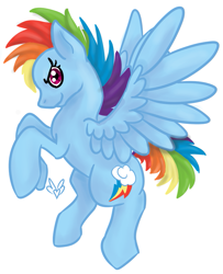 Size: 761x939 | Tagged: dead source, safe, artist:shamrock, derpibooru import, rainbow dash, pegasus, pony, rearing, simple background, solo, white background