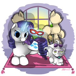 Size: 5000x5000 | Tagged: safe, artist:malamol, opalescence, rarity, pony, unicorn, absurd resolution, glasses, magic, mannequin