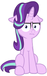 Size: 780x1250 | Tagged: safe, artist:spellboundcanvas, starlight glimmer, pony, unicorn, marks for effort, floppy ears, i mean i see, meme, simple background, sitting, solo, transparent background, vector, wat