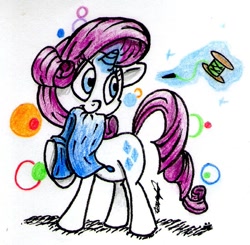 Size: 789x773 | Tagged: safe, artist:airman12, rarity, pony, unicorn, levitation, magic, needle, solo, thread, traditional art