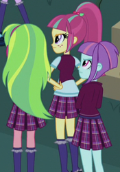 Size: 277x396 | Tagged: safe, lemon zest, sour sweet, sunny flare, equestria girls, friendship games, cropped