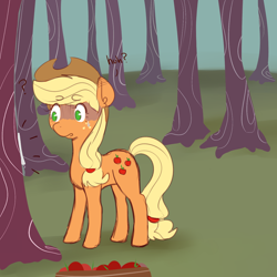 Size: 1280x1280 | Tagged: safe, applejack, earth pony, pony, askjack5, female, forest, mare, solo