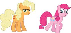 Size: 1500x687 | Tagged: safe, artist:rolin11, applejack, pinkie pie, earth pony, pony, mane swap, simple background, transparent background, vector