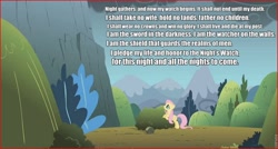 Size: 960x514 | Tagged: safe, edit, edited screencap, screencap, fluttershy, dragonshy, game of thrones, image macro, meme, quote, solo, speech, wall, wall of text