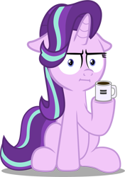 Size: 881x1250 | Tagged: safe, artist:spellboundcanvas, starlight glimmer, pony, unicorn, marks for effort, coffee mug, empathy cocoa, equal sign, female, i mean i see, mare, mug, simple background, solo, transparent background, wat