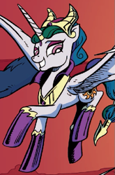 Size: 379x574 | Tagged: safe, idw, princess celestia, alicorn, pony, spoiler:comic, evil celestia, mirror universe, solo