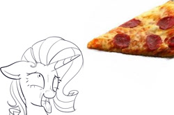 Size: 1147x762 | Tagged: safe, artist:mcsadat, rarity, pony, unicorn, food, meat, pepperoni, pepperoni pizza, pizza