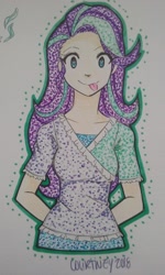 Size: 1536x2560 | Tagged: safe, artist:periwinkle-promises, starlight glimmer, human, female, heart eyes, humanized, looking at you, signature, smiling, solo, traditional art, wingding eyes