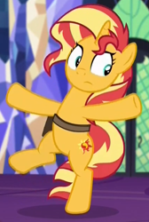 Size: 426x634 | Tagged: safe, screencap, sunset shimmer, pony, unicorn, equestria girls, mirror magic, spoiler:eqg specials, bipedal, cropped, female, in the human world for too long, mare, solo