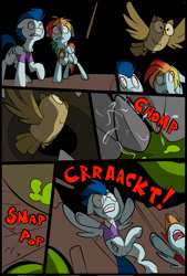 Size: 781x1156 | Tagged: safe, artist:metal-kitty, derpibooru import, owlowiscious, rainbow dash, soarin', pegasus, pony, comic:expiration date, bread monster, comic, crossover, expiration date, mr soarin', rainbow scout, soarindash, team fortress 2