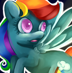 Size: 1024x1048 | Tagged: safe, artist:whimsicalmachines, derpibooru import, rainbow dash, pegasus, pony, female, mare, simple background, solo