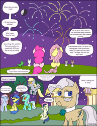 Size: 10200x13200 | Tagged: safe, artist:average-00, angel bunny, bon bon, derpy hooves, gummy, lyra heartstrings, mayor mare, sweetie drops, pegasus, pony, comic:opposites, absurd resolution, comic, female, fireworks, mare, moon, sleeping