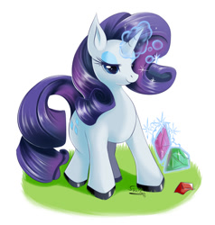 Size: 916x963 | Tagged: safe, artist:howlzapper, rarity, pony, unicorn, gem, magic, solo