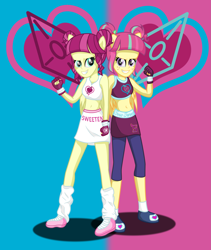 Size: 2785x3307 | Tagged: safe, artist:deannaphantom13, majorette, sour sweet, equestria girls, friendship games, belly button, boxing, clothes, duo, exeron fighters, exeron gloves, fingerless gloves, gloves, long lost sisters, midriff, mma, ponied up, similarities, sisters, sweetly and sourly