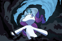 Size: 1800x1200 | Tagged: safe, artist:1jet10, artist:jetn-in-dark, nightmare rarity, rarity, pony, unicorn, cloud, cloudy, magic, panel, possession, redraw, swirl