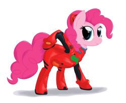 Size: 2200x1800 | Tagged: safe, artist:stinkehund, pinkie pie, earth pony, pony, crossover, fluffy, neon genesis evangelion, plugsuit, solo, souryuu asuka langley