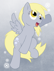 Size: 480x633 | Tagged: safe, artist:kurapika, derpy hooves, pegasus, pony, bubble, cute, cutie mark, derpabetes, solo