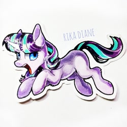 Size: 1280x1280 | Tagged: safe, artist:rikadiane, starlight glimmer, pony, magic, solo, traditional art