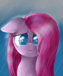 Size: 2900x3500 | Tagged: safe, artist:pumpkinkikile, pinkie pie, earth pony, pony, crying, rain, solo, wet